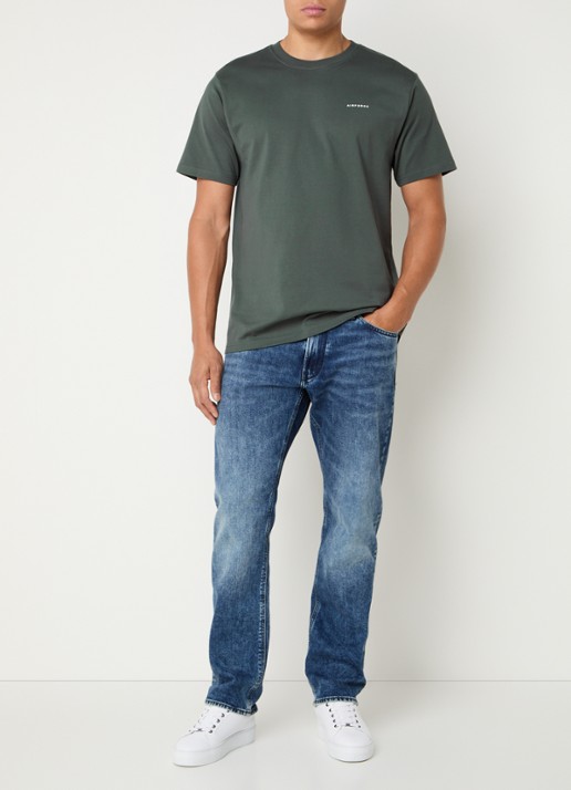 Airforce T-shirt van  katoen met logo - voorkant 2 donkergroen