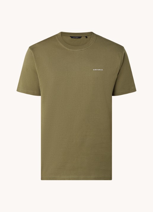 Airforce T-shirt van  katoen met logo - voorkant 2 olijfgroen