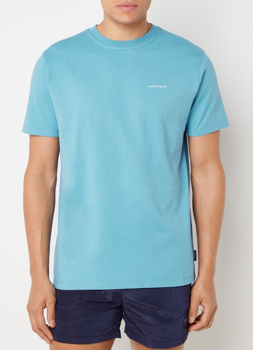 Airforce T-shirt van  katoen met logo - detail 2 lichtblauw