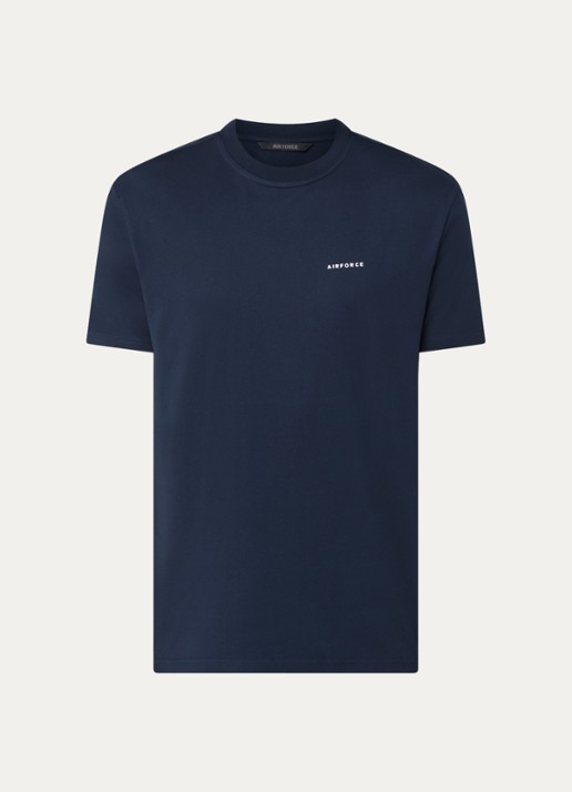 Airforce T-shirt van  katoen met logo - voorkant donkerblauw