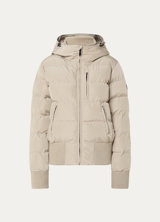 Airforce Tate gewatteerd bomberjack met capuchon en waterafstotende coating - voorkant 3 creme