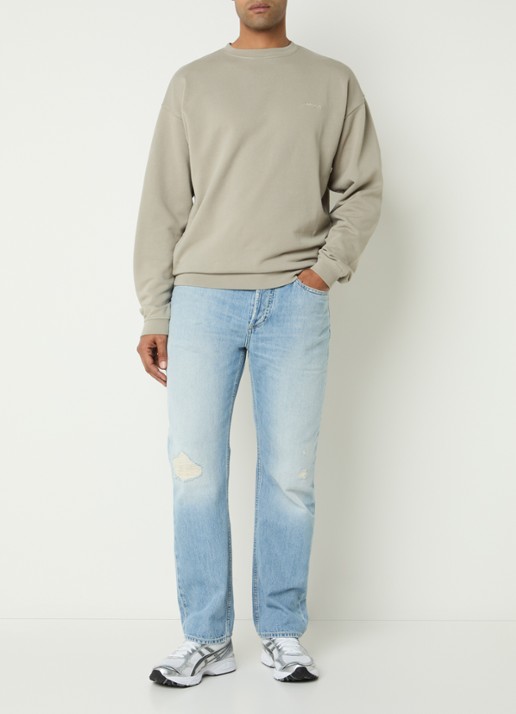 Airforce Wording sweater met logo- en backprint - voorkant 2 beige