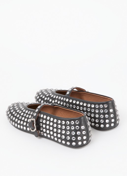Alaïa Ballerina van lamsleer met studs - achterkant 7 zwart