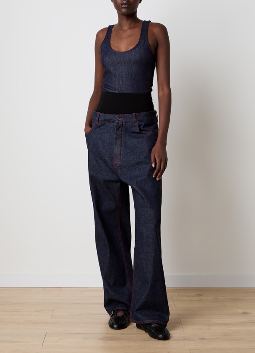 Alaïa Body van chambray met rugdecolleté  - voorkant 2 indigo
