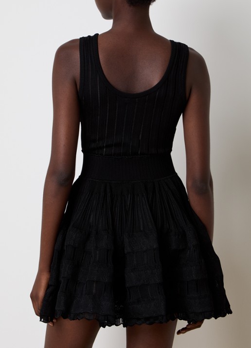 Alaïa Crinoline semi-transparante mini jurk met plooidetail - achterkant zwart