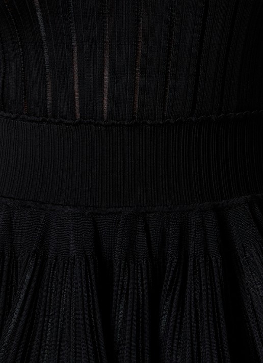 Alaïa Crinoline semi-transparante mini jurk met plooidetail - detail 5 zwart