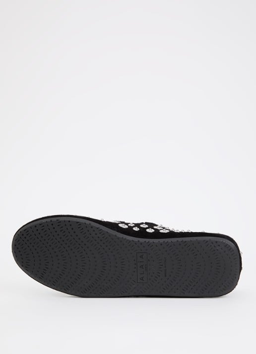Alaïa Criss Cross ballerina van kalfssuède met studs - detail 4 zwart