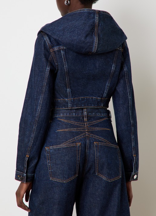 Alaïa Cropped spijkerjas met borstzakken en capuchon - achterkant 6 blauw