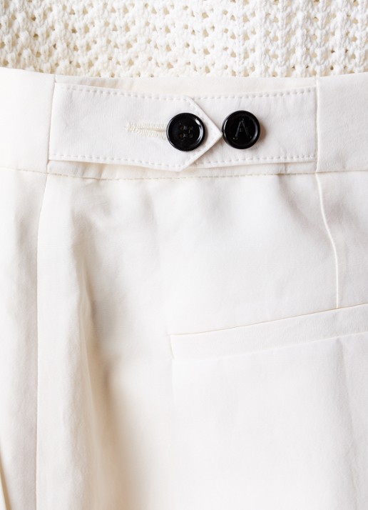 Alaïa High waist loose fit pantalon met steekzakken - detail 4 gebroken wit