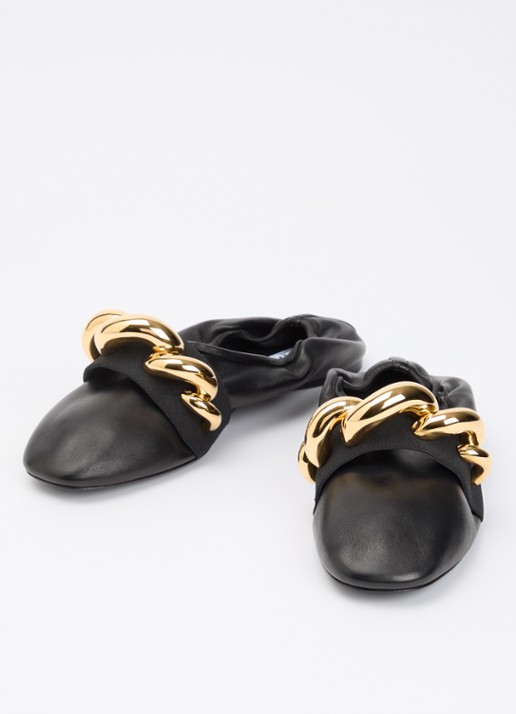 Alaïa Jewel ballerina van lamsleer met kettingdetail - detail 3 zwart
