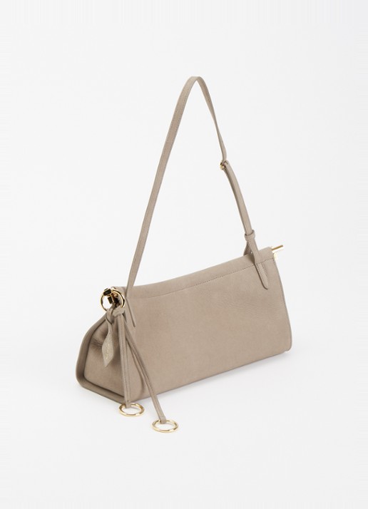 Alaïa Le Click East West Medium schoudertas van nubuck - achterkant 2 taupe