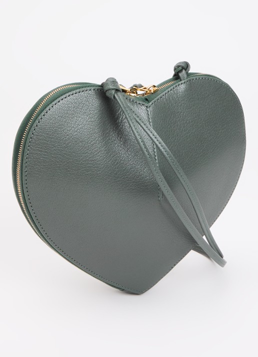 Alaïa Le Coeur crossbodytas van geitenleer met details van geitensuède - achterkant 5 donkergroen
