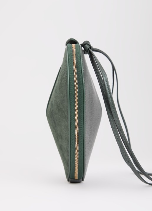 Alaïa Le Coeur crossbodytas van geitenleer met details van geitensuède - detail 2 donkergroen