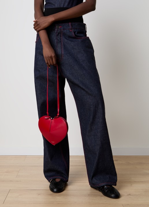 Alaïa Le Coeur crossbodytas van kalfsleer  - voorkant 4 donkerrood
