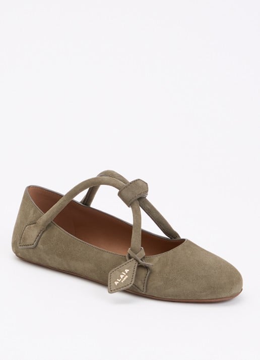 Alaïa Le Teckel ballerina van geitensuède