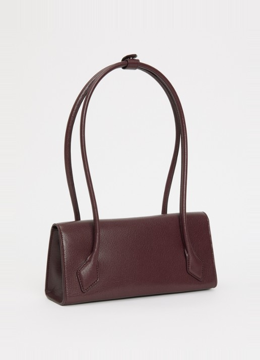 Alaïa Le Teckel Flap Small schoudertas van geitenleer - achterkant 2 bordeauxrood