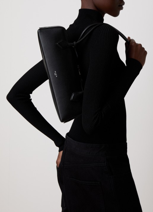 Alaïa Le Teckel Medium schoudertas van geitenleer - voorkant 5 zwart