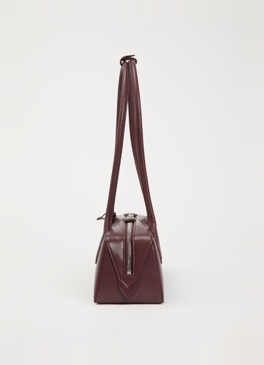 Alaïa Le Teckel Medium schoudertas van geitenleer - detail 5 bordeauxrood