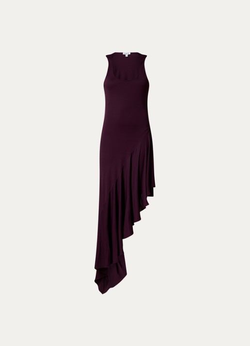 Alaïa Miidi jurk met asymmetrische zoom - voorkant 4 aubergine