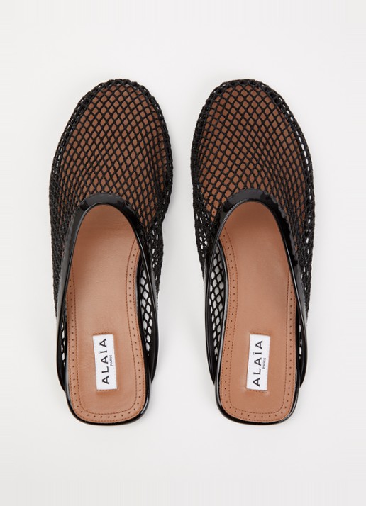 Alaïa Muiltje van mesh met kalfsleren details - detail 4 zwart