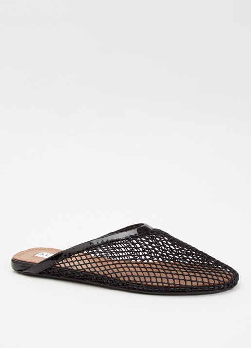 Alaïa Muiltje van mesh met kalfsleren details - voorkant zwart