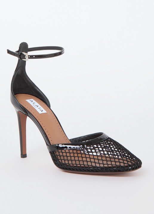Alaïa Pump van mesh met kalfsleren details - voorkant 2 zwart