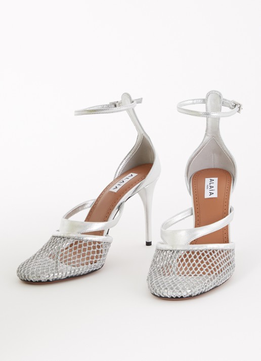 Alaïa Pump van mesh met kalfsleren details - detail 2 zilver