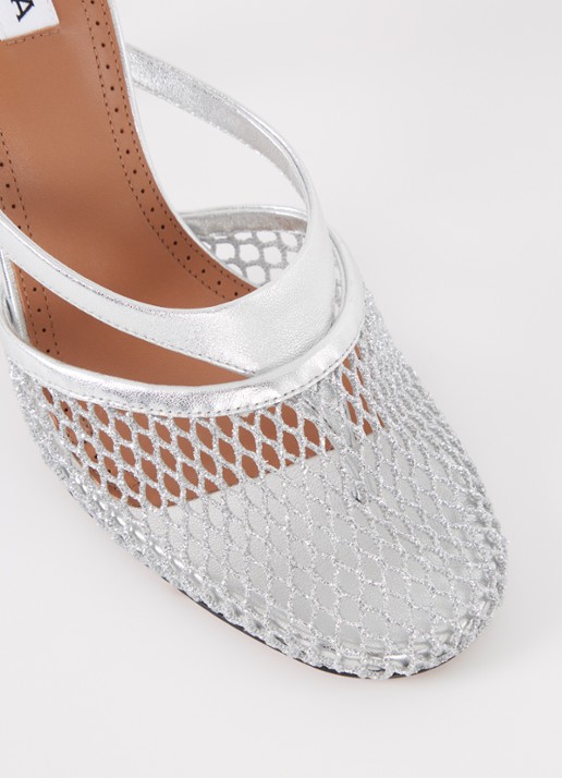 Alaïa Pump van mesh met kalfsleren details - detail 5 zilver