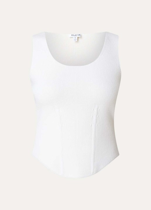 Alaïa Ribgebreide top in wolblend - voorkant 2 wit