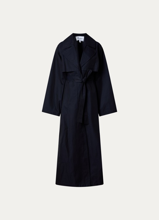 Alaïa Trenchcoat met strikceintuur - voorkant donkerblauw