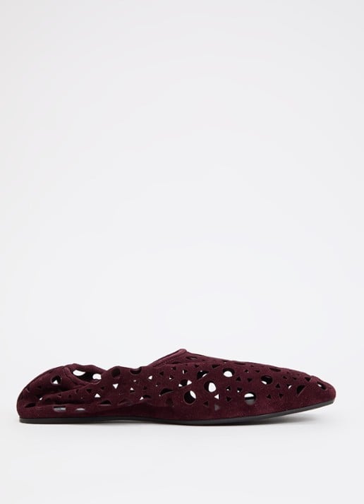 Alaïa Vienne ballerina van suède met cut-out detail - voorkant bordeauxrood