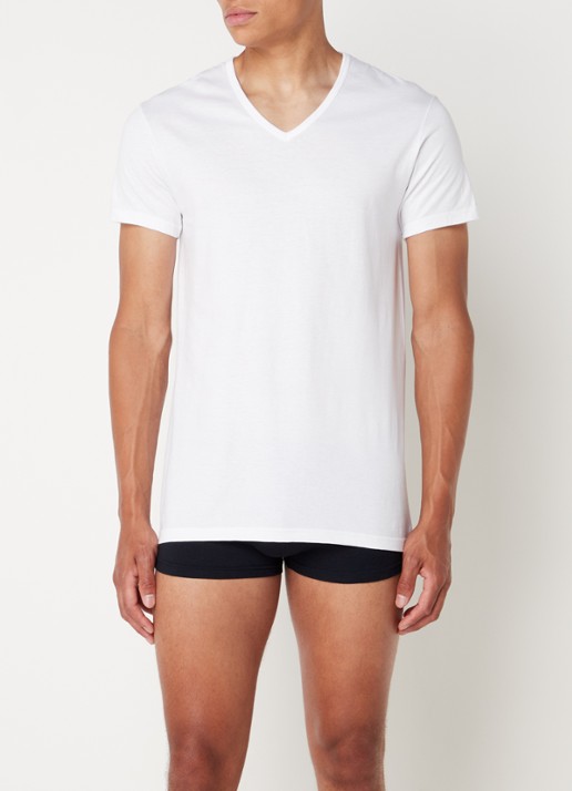 Alan Red Dean slim fit T-shirt met diepe V-hals in 2-pack - voorkant 2 wit