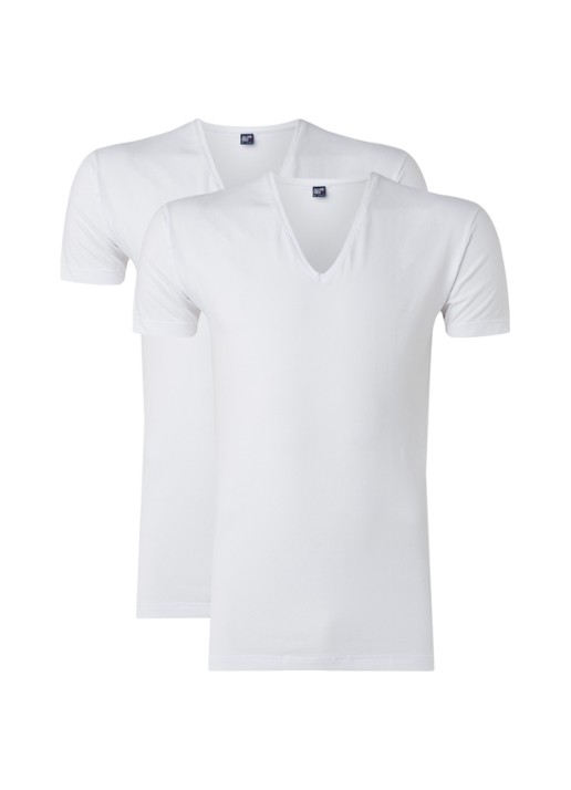 Alan Red Nov body fit T-shirt met V-hals in 2-pack - voorkant 3 wit