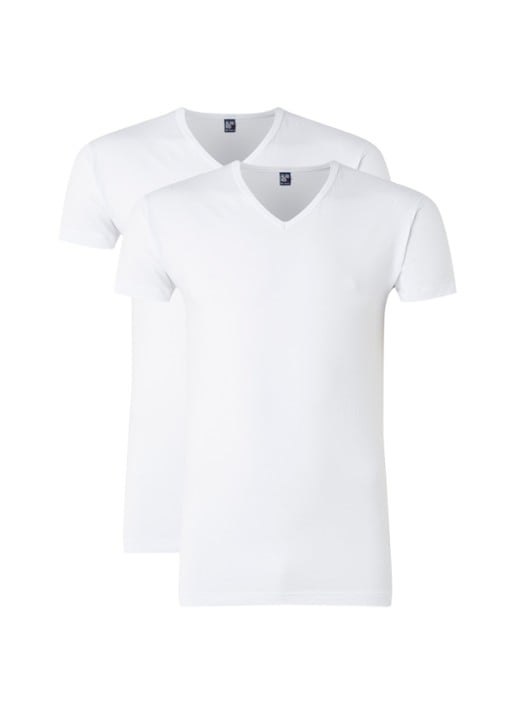 Alan Red Oklahoma body fit T-shirt met V-hals in 2-pack - voorkant wit