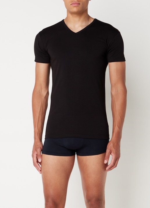 Alan Red Oklahoma body fit T-shirt met V-hals in 2-pack - voorkant 2 zwart