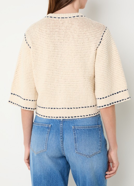 alchemist Caroline grofgebreid vest  - achterkant 3 creme