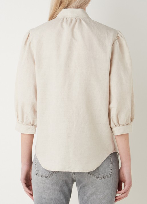 alchemist Dany blouse in linnenblend met borstzakken - achterkant 2 beige