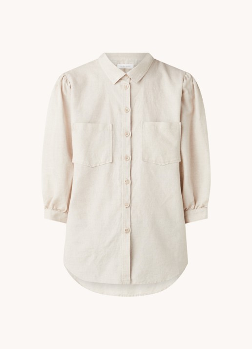 alchemist Dany blouse in linnenblend met borstzakken - voorkant 3 beige