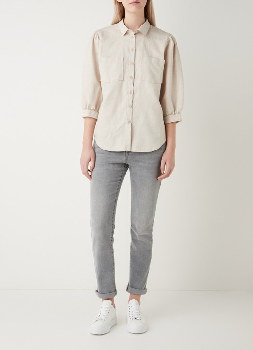 alchemist Dany blouse in linnenblend met borstzakken - voorkant 4 beige