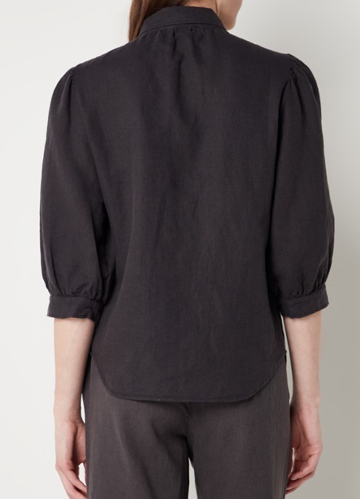 alchemist Dany blouse in linnenblend met borstzakken - achterkant 3 antraciet