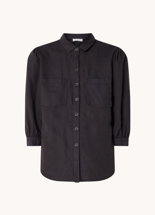 alchemist Dany blouse in linnenblend met borstzakken - voorkant antraciet