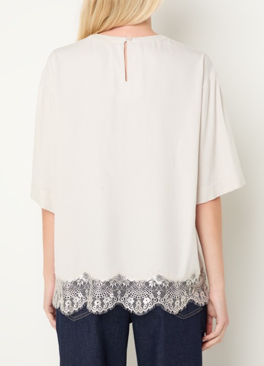 alchemist Fia T-shirt met schoudervulling en details van kant - achterkant 4 donkergrijs