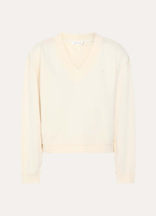 alchemist Gaia sweater met V-hals en logoborduring - voorkant creme