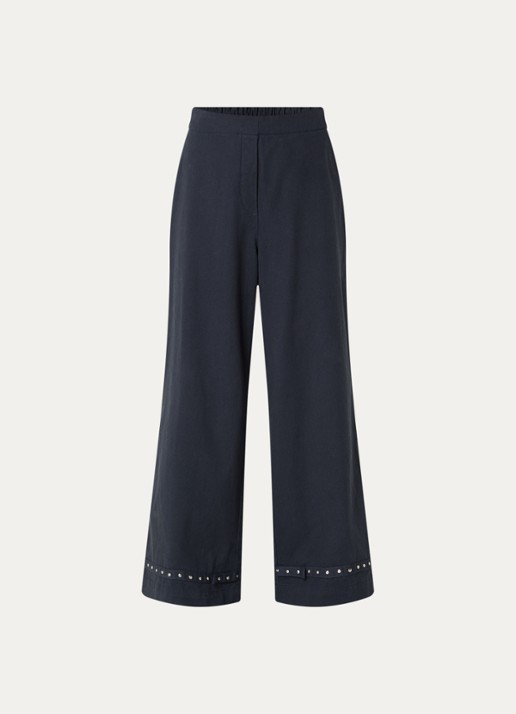 alchemist High waist wide fit palazzo broek van denim - voorkant 3 donkerblauw