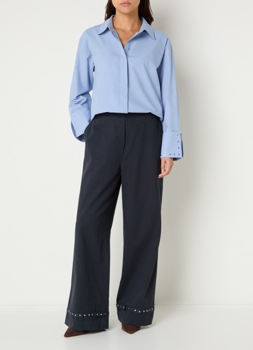 alchemist Isabel blouse met studs - voorkant 2 blauwgrijs