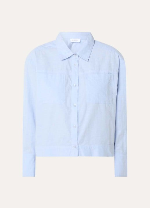 alchemist Loes blouse met borstzakken - voorkant 3 lichtblauw