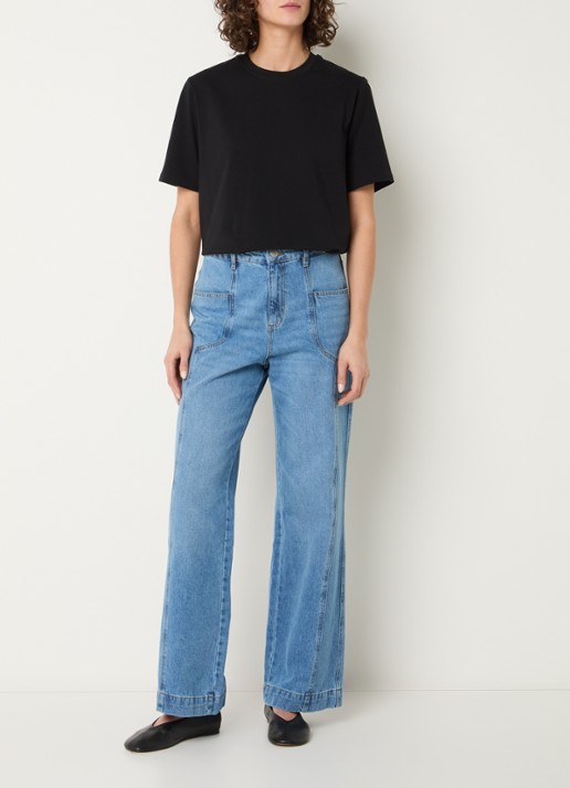 alchemist Lori high waist wide fit jeans met medium wassing - voorkant 3 indigo