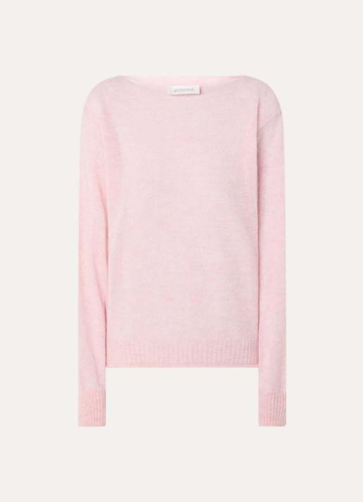 alchemist Lupin fijngebreide pullover in scheerwolblend met streepprint - voorkant 2 roze