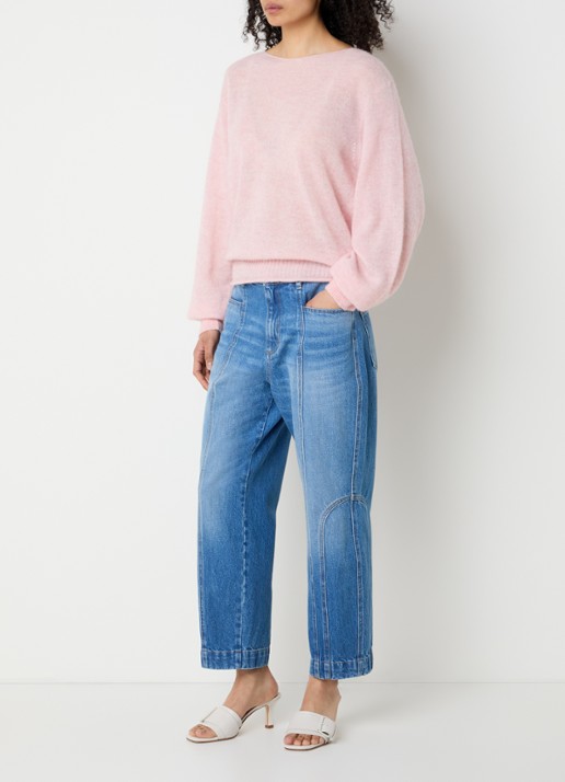 alchemist Lupin fijngebreide pullover in scheerwolblend met streepprint - voorkant 3 roze