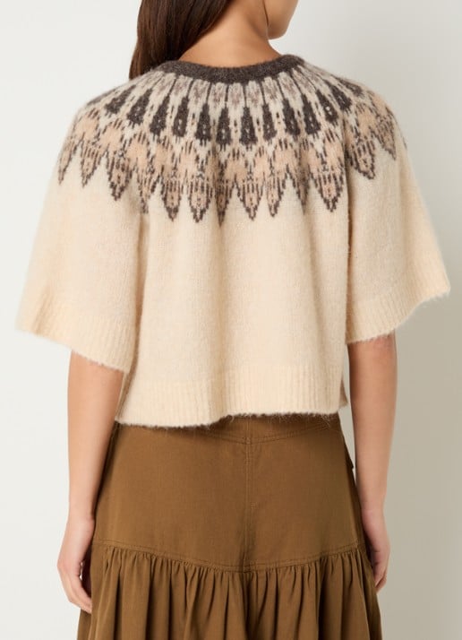 alchemist Mimosa fijngebreid vest met ingebreid patroon - achterkant beige